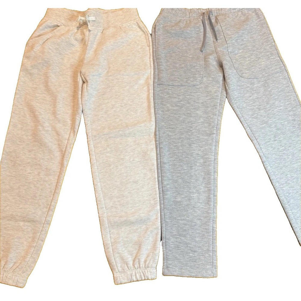 Girls Size 8 Sweatpants Lot Of 2 Athletic Lounge Comfort Wear Y2K Style Tan Gray